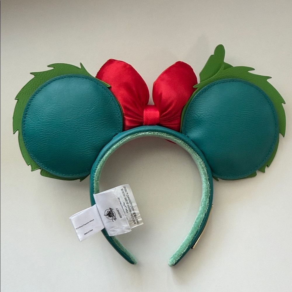 Disney Loungefly Minnie Mouse Holiday Wreath Ears Headband - Green, Red - Picture 6 of 6